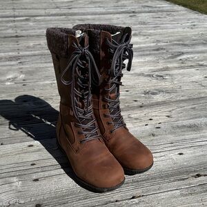 Comfy Moda | Women's Waterproof Wool Lined Leather Winter Boots